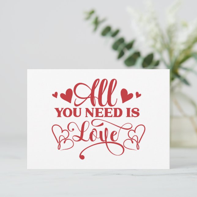 All You Need Is Love Typography Flat Card (Standing Front)