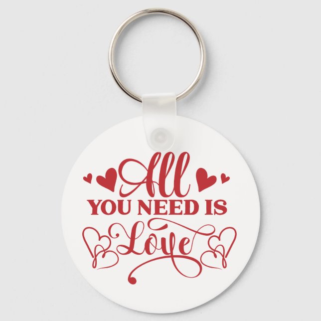 All You Need Is Love Typography Keychain (Front)
