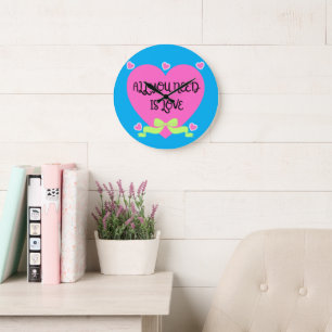 All You Need Is Love – Valentine Heart Design Large Clock