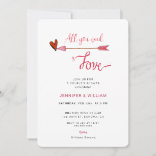 All you need is love valentines Couple's Shower Invitation