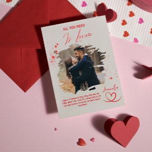 All You Need Is Love Valentines Day Photo Heart  Holiday Card