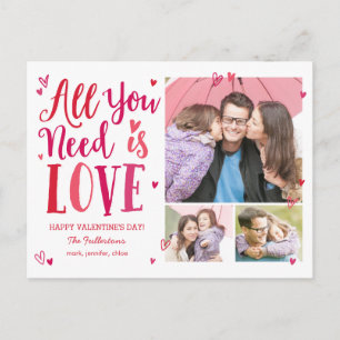 All You Need Is Love Valentine's Day Postcard