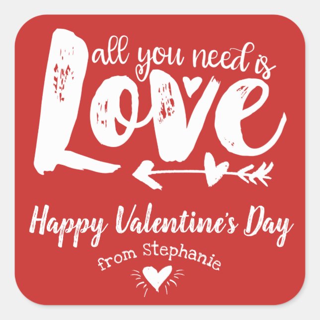 All You Need Is Love Valentine's Day Stickers (Front)