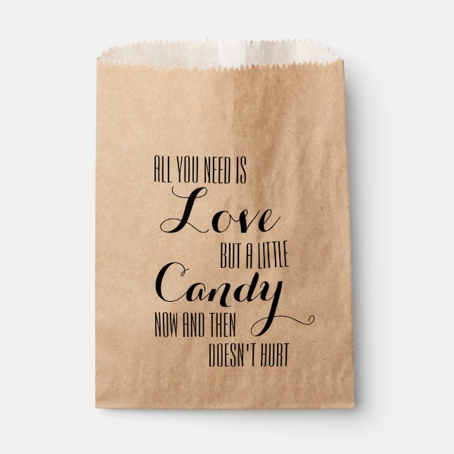 All you need is love wedding candy buffet favour favour bags (Front)