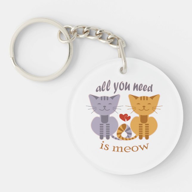 All you need is meow Valentine cats Key Ring (Front)