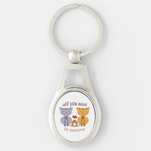 All you need is meow Valentine cats Key Ring (Front)