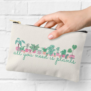 All You Need Is Plants Pink and Green Accessory Pouch