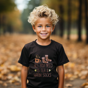 All You Need Is Tea & Warm Socks Cosy Autumn Quote T-Shirt