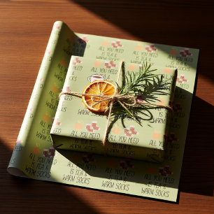 All You Need Is Tea & Warm Socks Cosy Autumn Wrapping Paper