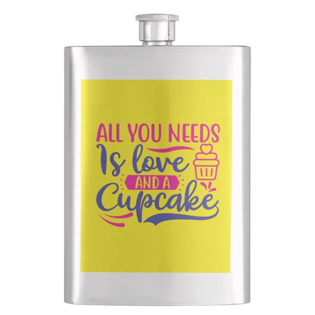 All You Needs is Love and Cupcake Hip Flask (Front)