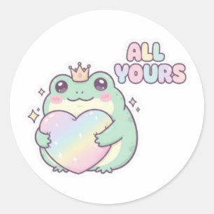 All Yours Frog Sticker Cute Frog Hugging Heart Kaw