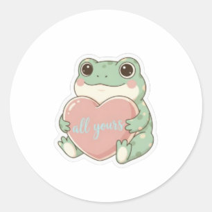 All Yours Frog Sticker Cute Frog Hugging Heart Kaw