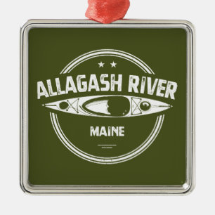 Allagash River Maine Kayak Metal Tree Decoration