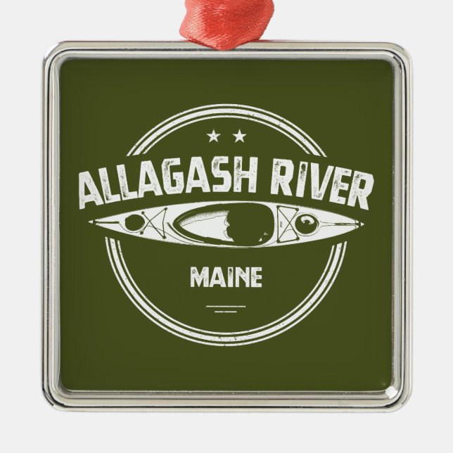 Allagash River Maine Kayak Metal Tree Decoration (Front)