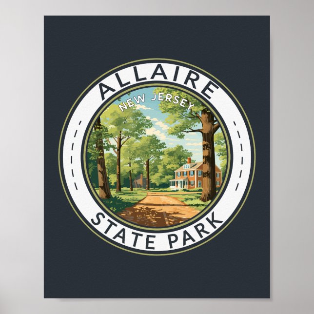 Allaire State Park New Jersey Travel Art Badge Poster (Front)