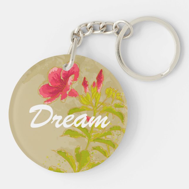 Allamanda Flower On Toned Background Key Ring (Back)