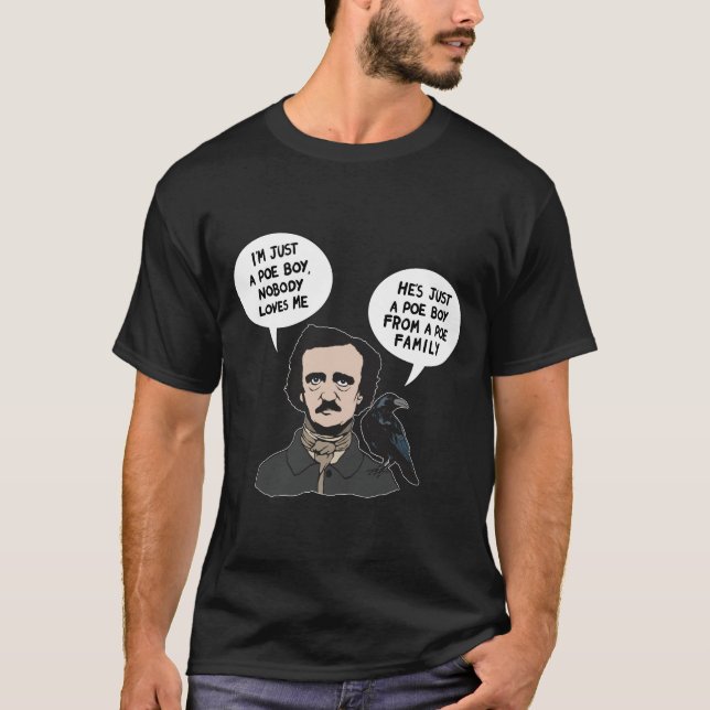 Allan Edgar Poe Boy writer Raven Crow  Gothic T-Shirt (Front)