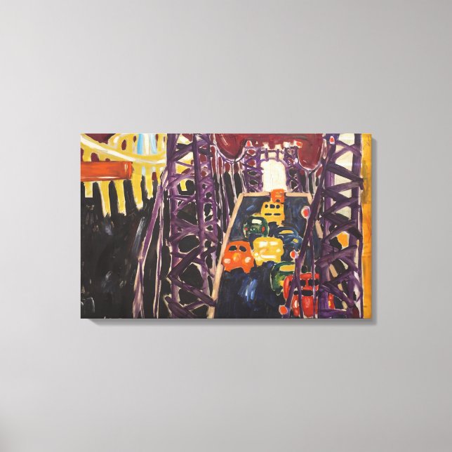 Allan Kaprow - George Washington Bridge, with Cars Canvas Print (Front)