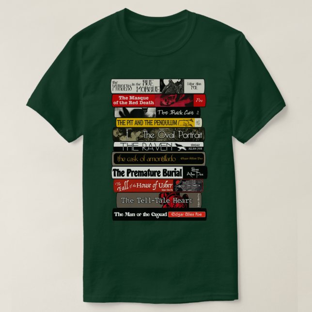 Allan Poe Books Stack T-Shirt (Design Front)