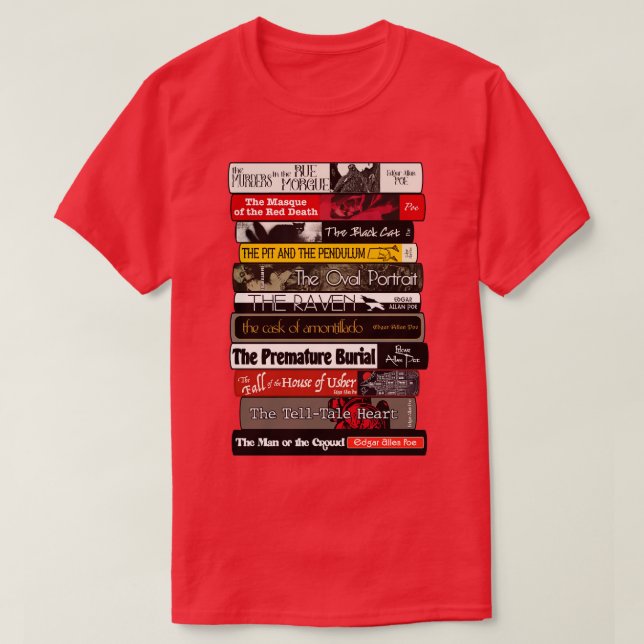 Allan Poe Books Stack T-Shirt (Design Front)
