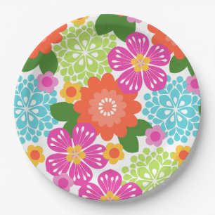 Allana Garden Hawaiian Graphical Floral - Brights Paper Plate