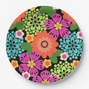 Allana Garden Hawaiian Graphical Floral - Brights Paper Plate