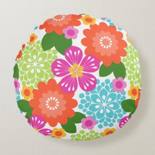 Allana Garden Hawaiian Graphical Floral - Brights Round Cushion