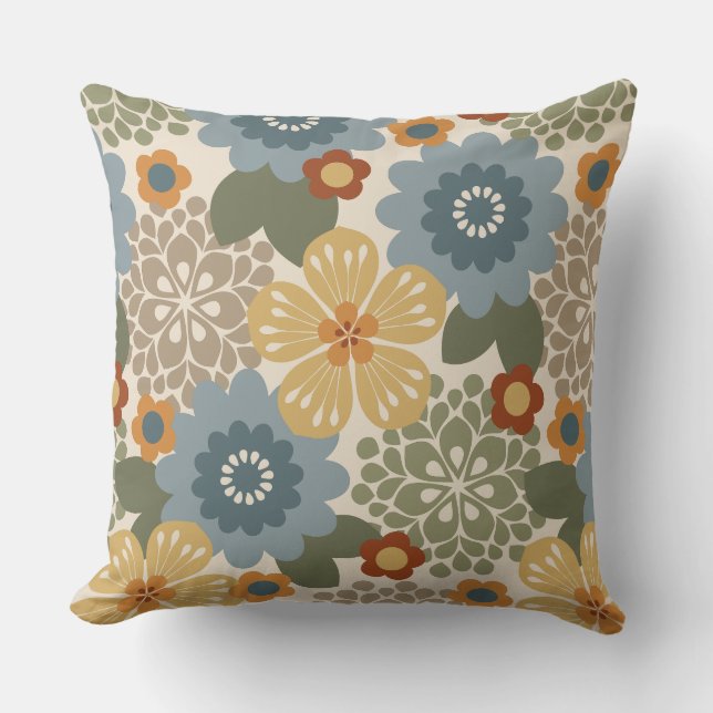 Allana Garden Hawaiian Graphical Floral - Gold Cushion (Front)