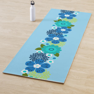 Allana Garden Hawaiian Graphical Floral - Sky Blue Yoga Mat