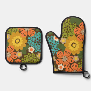 Allana Garden Hawaiian Graphical Floral - Warm Oven Mitt & Pot Holder Set