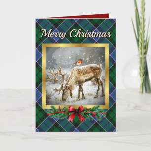 Allardice Stag & Robin Tartan Personalised  Holiday Card