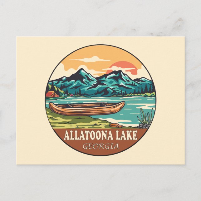 Allatoona Lake Georgia Boating Fishing Emblem Postcard (Front)