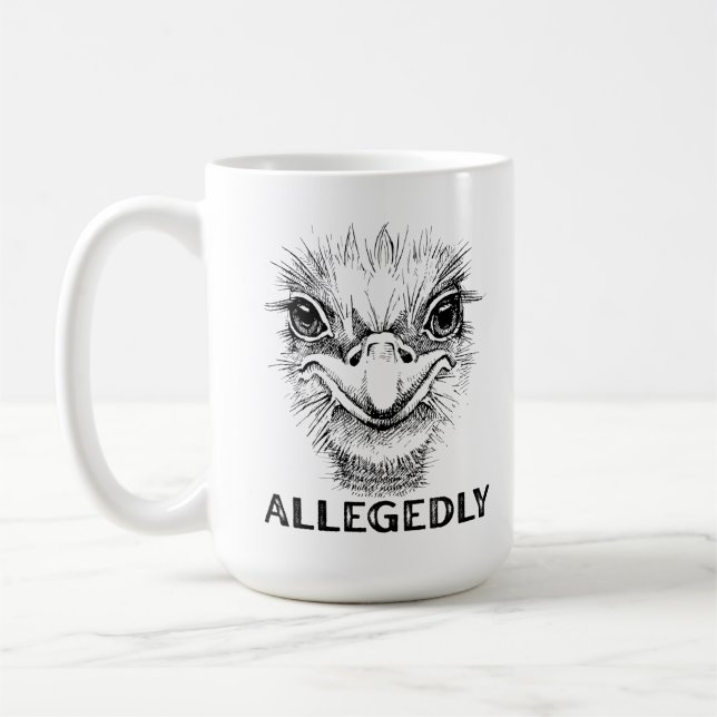 Allegedly Ostrich Funny Bird Coffee Mug (Left)