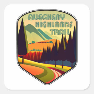 Allegheny Highlands Trail West Virginia Colours Square Sticker