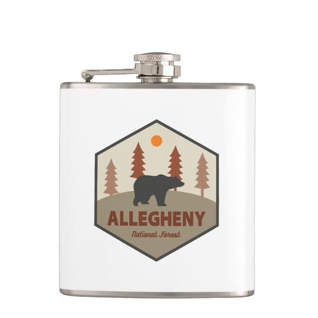 Allegheny National Forest Bear Hip Flask (Front)