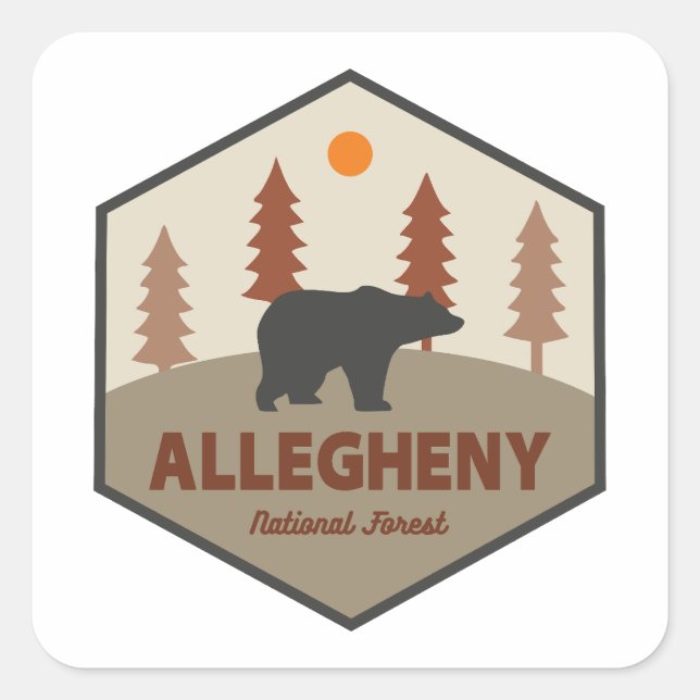 Allegheny National Forest Bear Square Sticker (Front)