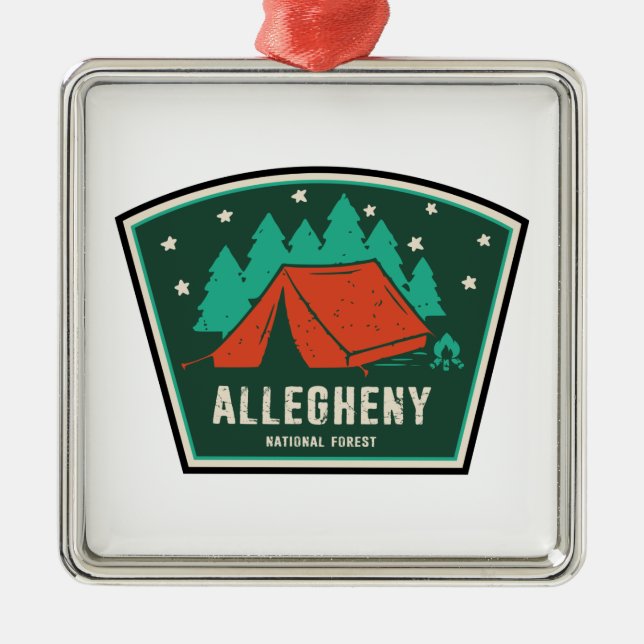 Allegheny National Forest Camping Metal Tree Decoration (Front)