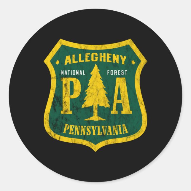 Allegheny National Forest Pennsylvania Shield Look Classic Round Sticker (Front)