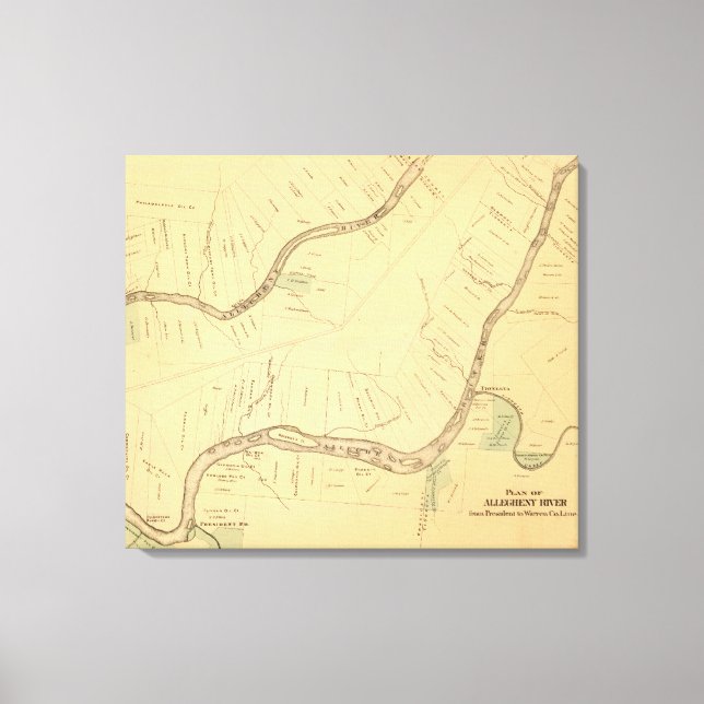 Allegheny River Pa, Map Canvas Print (Front)