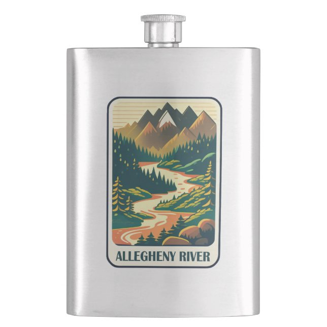 Allegheny River Pennsylvania Colours Hip Flask (Front)