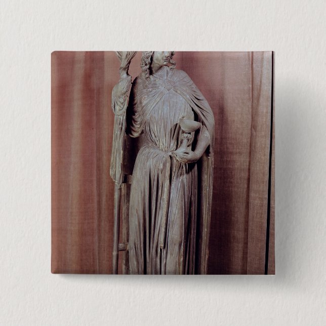 Allegorical figure of church holding a chalice 15 cm square badge (Front)