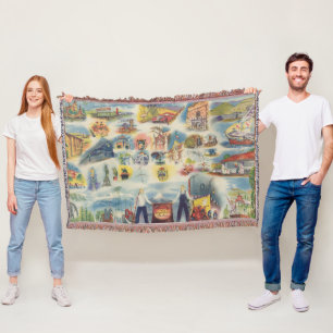 Allegorical map of Mexico City and Environs Throw Blanket