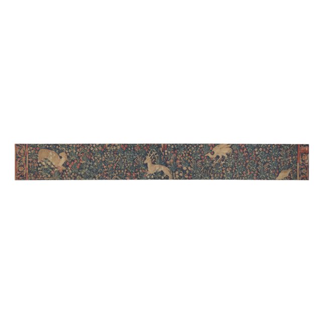 Allegorical Millefleurs Tapestry with Animals Grosgrain Ribbon (Front)