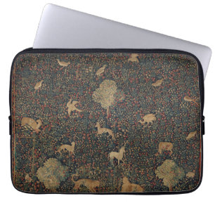 Allegorical Millefleurs Tapestry with Animals Laptop Sleeve