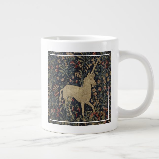 Allegorical "Millefleurs" Tapestry with Animals Large Coffee Mug (Right)