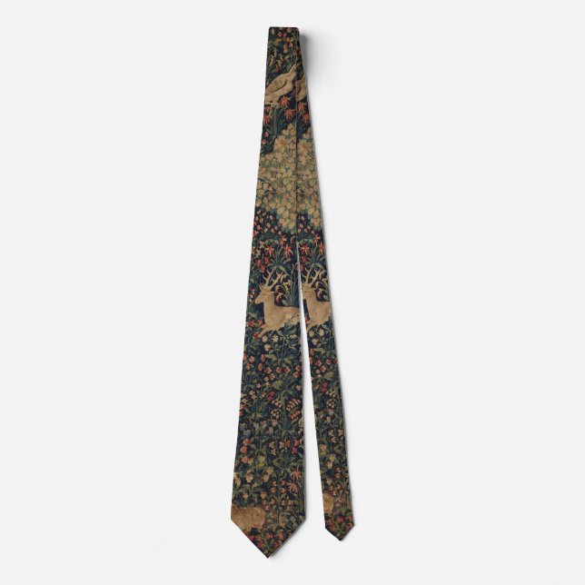 Allegorical Millefleurs Tapestry with Animals Tie (Front)