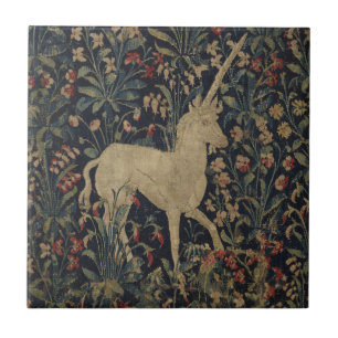 Allegorical "Millefleurs" Tapestry with Animals Tile
