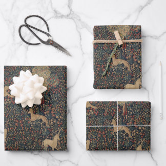 Allegorical Millefleurs Tapestry with Animals Wrapping Paper Sheet