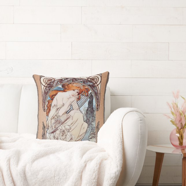 Allegorie de la Musique by Alphonse Mucha Cushion (Couch)