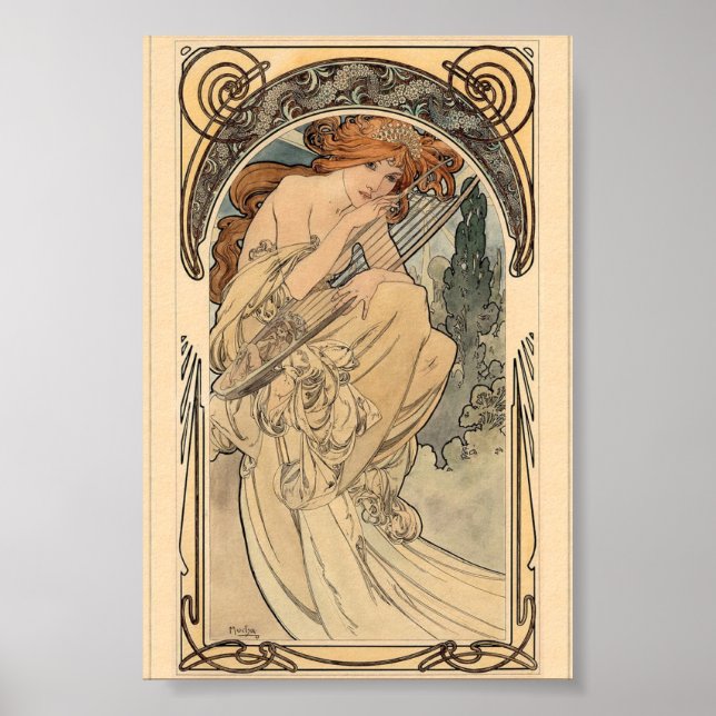 Allegorie de la Musique by Alphonse Mucha T-Shirt Poster (Front)